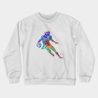 Boy American Football Player Watercolor Silhouette Crewneck Sweatshirt